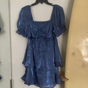 Elegant Blue Satin Dress